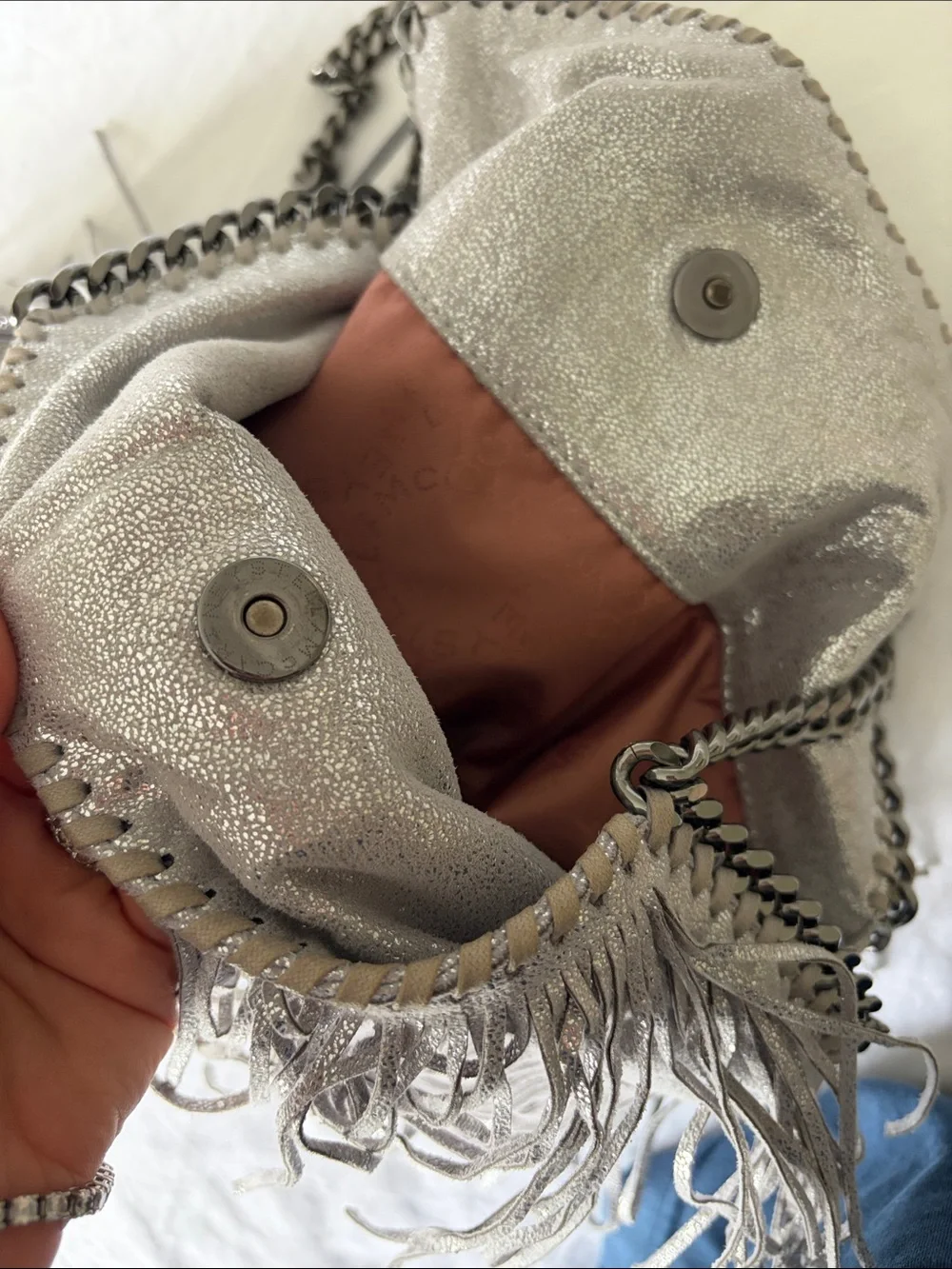 Stella McCartney Fringed Metallic Shoulder Bag - Silver